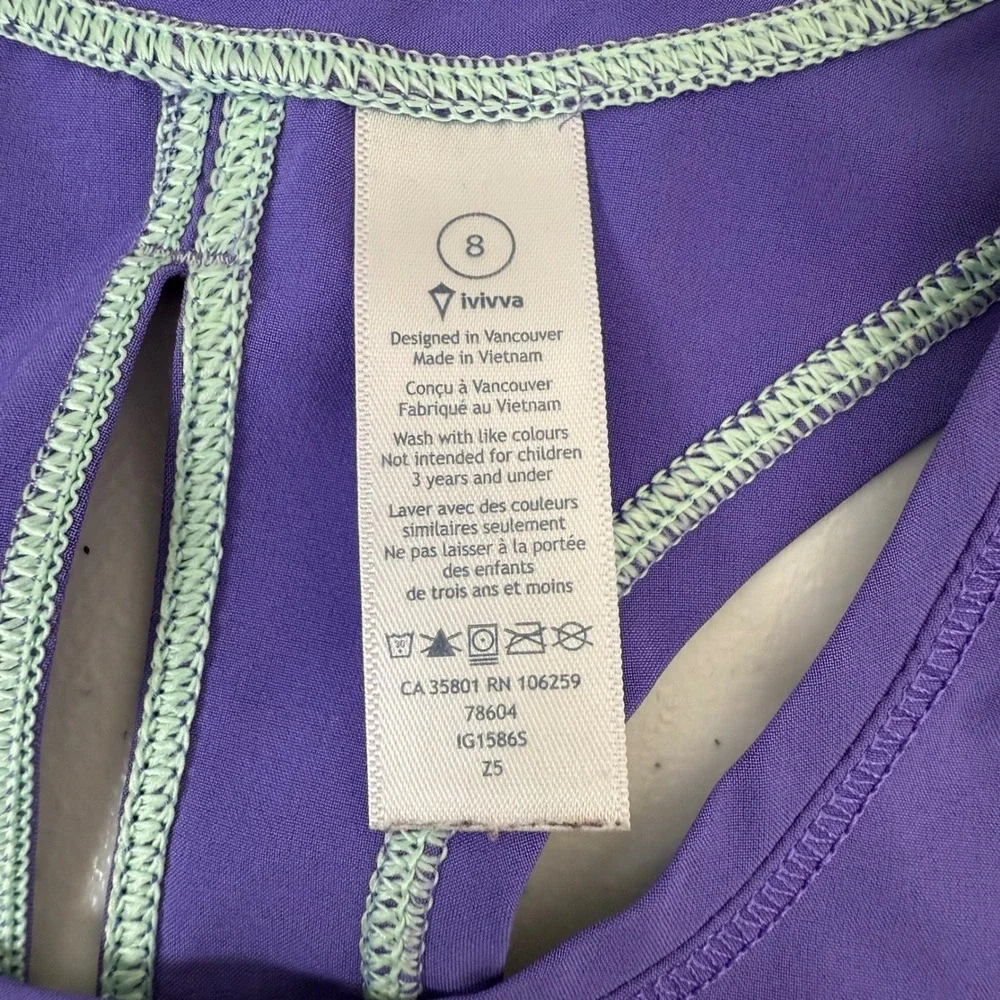 Ivivva Girls Lululemon Active‎ Tank Top Size 8 Purple Racerback Athletic Workout